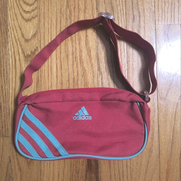 adidas Handbags - Adidas small mini shoulder bag, 9.5x5x3", pinkish red and aqua/blue color